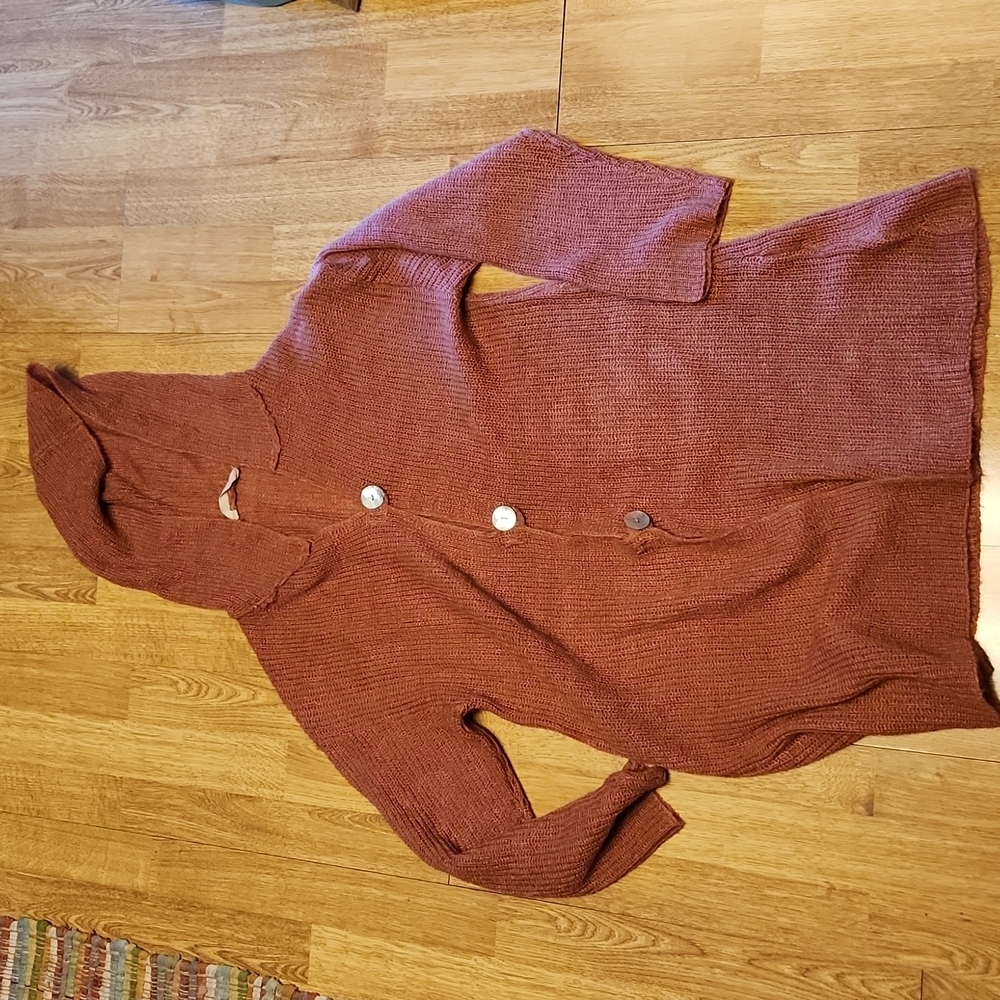 Soft Surroundings mauve long hooded cardigan sz medium